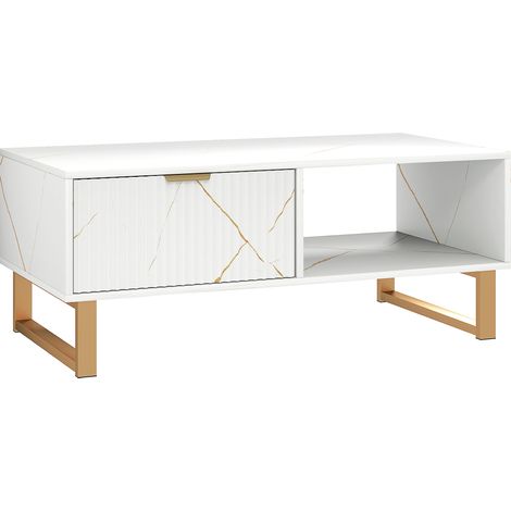 Elegant Marble Effect Storage Coffee Table - White (1/5)