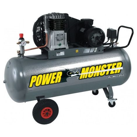 Mecafer – Compresseur 200L 10 bar 3HP – Tête bi-cylindre fonte/aluminium – 3 sorties rapides – Usage professionnel intensif (1/5)