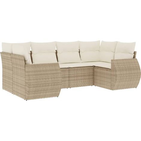 Maison Exclusive - Salon de jardin avec coussins 6 pcs beige résine tressée (1/5)
