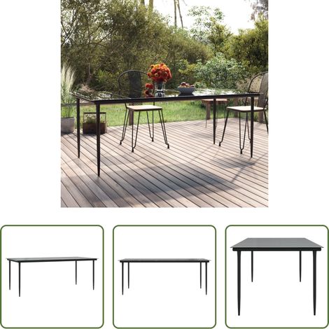 Garten Tisch - Garten-Esstisch Schwarz 200x100x74 cm Stahl und Hartglas (1/5)