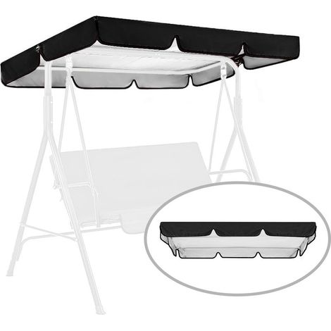 Auvent de remplacement pour balancelle de terrasse extérieure, housse imperméable pour balancelle de porche, housse pour hamac de jardin, auvent uniquement (noir, 164 x 114 x 15 cm) (1/5)