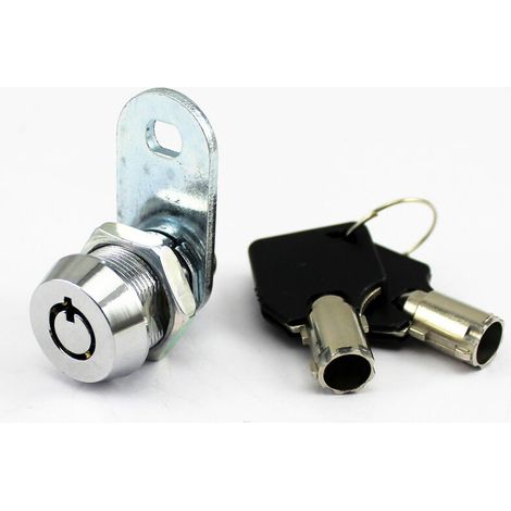 Serrure à came tubulaire avec cylindre de 17 mm et finition chromée. Serrure à came tactile à 2 boutons pour tiroir de meuble de camping-car.