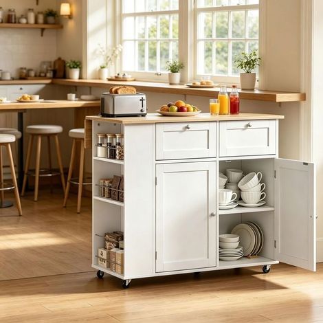 Îlot de cuisine plateau rabattable chariot de cuisine rangement de style moderne (1/5)