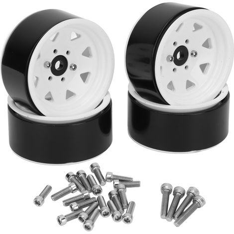 4PCS Jantes RC 1.9 Pouces Universelles, Support Robuste 8 Rayons pour Axial SCX10 I II III, Roues Blanches (1/5)