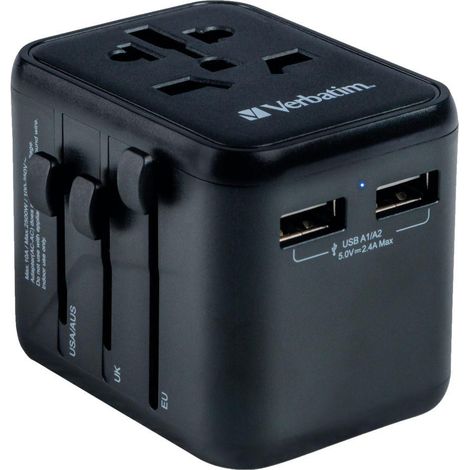 Adattatore da viaggio globale Verbatim UTA-01 2xUSB 12W (1/5)