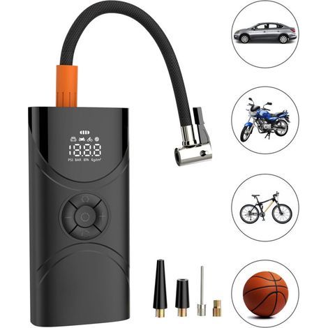 Compresseur d'air portable pour gonfleur de pneu, pompe à air 150 psi avec manomètre à affichage numérique et lampe de poche, batterie intégrée 9000 mAh, pompe à air pour pneus de voiture, vélo, moto (1/5)