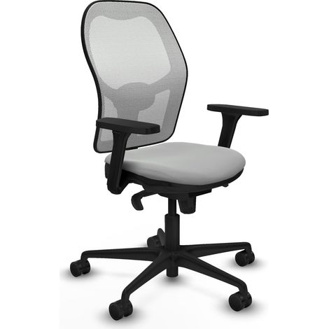 Jorquera sincro malla blanca similpiel gris claro brazos 3D base nailon ruedas 65mm nailon (1/5)
