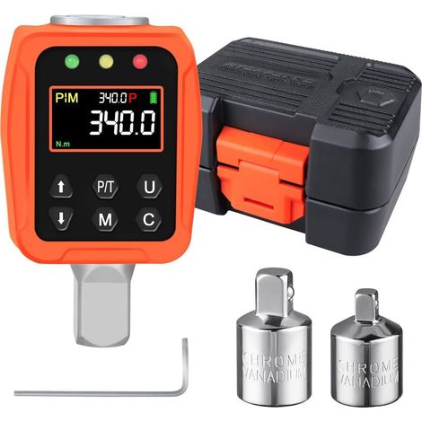 Adaptateur Dynamométrique Numérique 1/2' 17-340 Nm, Clé Dynamométrique Numérique, Précision ±1% avec Écran LCD Couleur et Buzzer, Adaptateurs 1/4', 3/8' pour Voiture, Moto, Vélo (1/5)