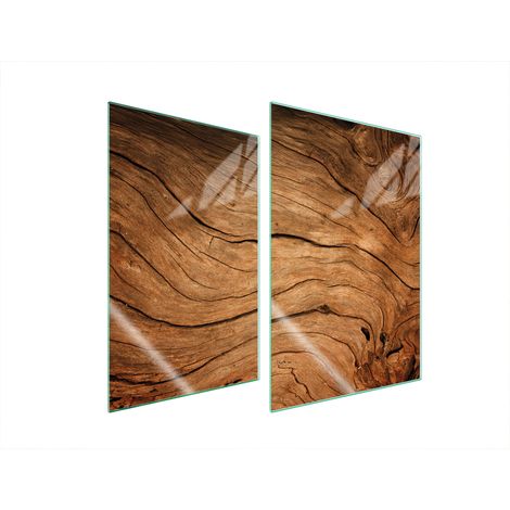 Plaque de protection en verre pour cuisine 2x35x52 bois (1/5)