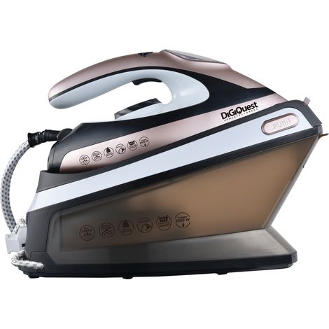 DIGIQUEST Ferro da stiro con caldaia STEAMY BOILY, 2400W, Piastra in Ceramica, Display a Led, Serbatoio Trasparente, Ricarica Acqua Continua, Colpo di Vapore (1/5)