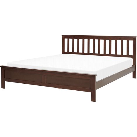 Cama de madera oscura 160 x 200 cm somier de listones estilo tradicional Mayenne (1/5)