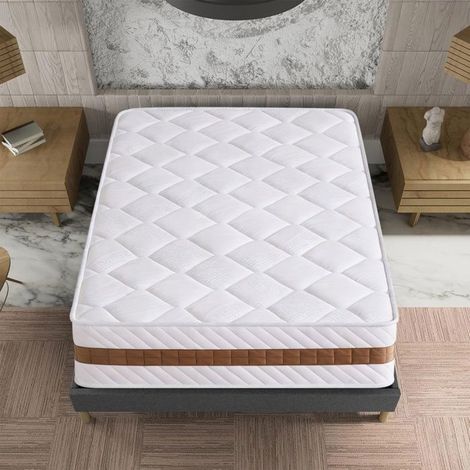 Matelas 90x190 cm Premium, Épaisseur 26 cm, Latex, Fermeté Moyenne, Ergonomique, Hybride Mousse & Ressorts Ensachés, Double Face