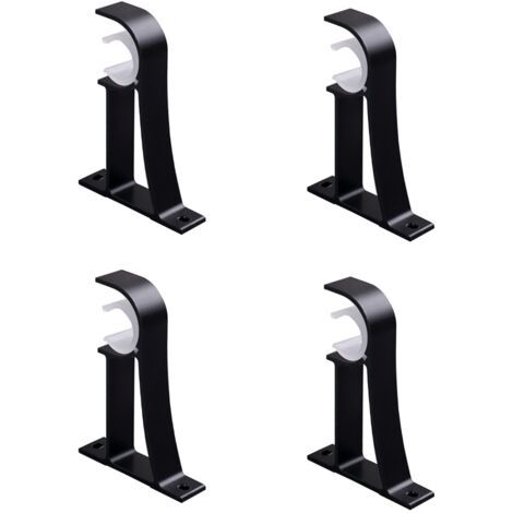 Support De Rideau Heavy Duty - Alliage D'aluminium Noir - Pour Tringles 25-32mm - Usage Intérieur Et Extérieur - Lot De 4 (1/5)