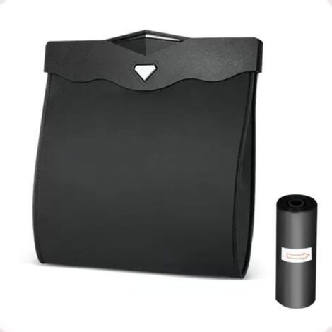 Hanging Car Trash Can for Interior, Car Waste Bin with Quick Magnetic Opening, Waterproof PU Leather, Car Accessory for Car Back Seat - Black (1/5)