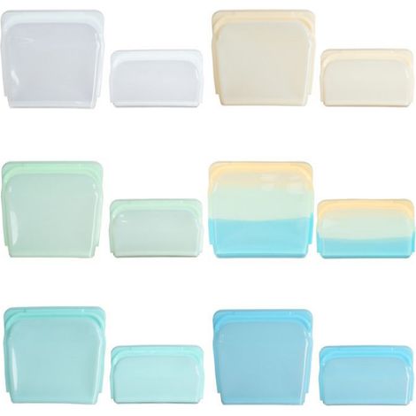 Sacs de conservation alimentaire en silicone - - Lot de 4 - Transparents - Réutilisables - Sans BPA - Étanches (1/4)
