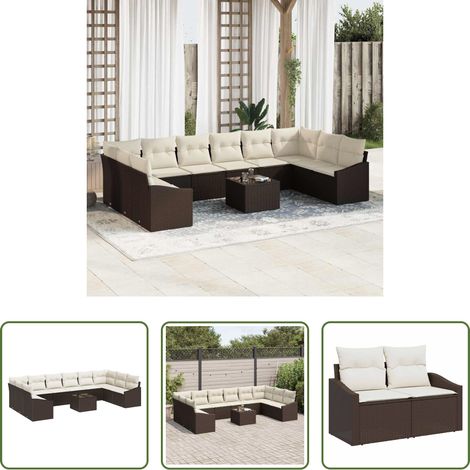 vidaXL Balkonsofa - Gartensofa-set mit Speicher Braun und Creme Poly-Rattan (1/5)