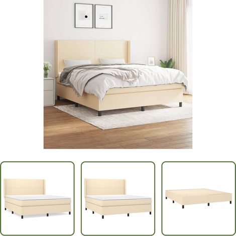 Matratze - Boxspringbett mit Matratze Creme 180x200 cm Stoff (1/5)