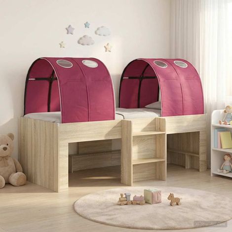 Cama con Túnel 3 uds. Roble Sonoma y Rojo Madera de ingeniería (1/5)