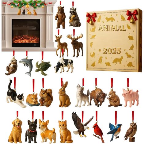 2025 Avent Noël Animal 24 Jours Décor Acrylique 2D Pour Fêtes Ornements À Suspendre Pour Décompte Pour La Décoration De La Maison Porte D'Entrée Bureau Salon Chambre Mur Jardin (1/5)