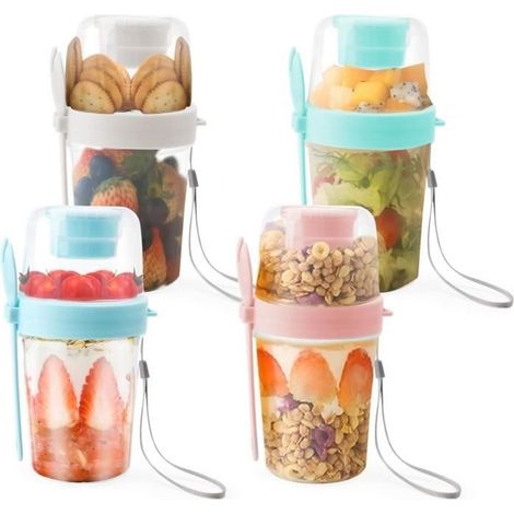 Müslibecher – Nicht spezifiziert – 2-in-1 – Mit Löffel – 2 Schichten – Weiß (1/4)