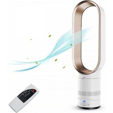 Ventilateur électrique sans pales Air frais 16 pouces ventilateur de tour de sécurité pour enfants refroidisseur d'air de bureau à domicile avec ventilateur télécommandé prise ue or (1/5)