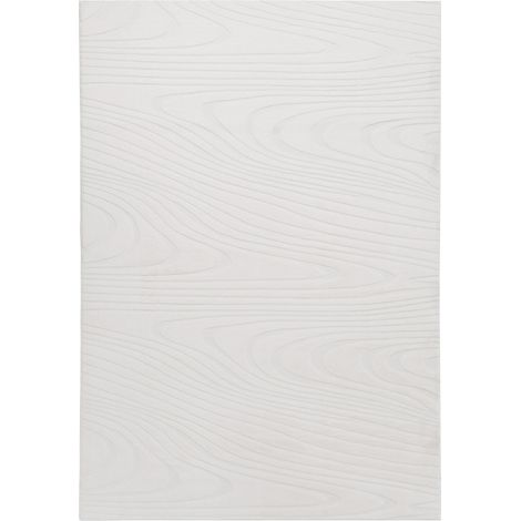 Tappeto da corridoio in pelliccia sintetica di coniglio a pelo lungo, motivo geometrico 160 x 230 cm bianco sporco Ontake (1/5)
