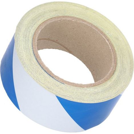 Ruban d'avertissement de sécurité réfléchissant 5 cm x 30 m, bandes de sécurité à rayures bleues et blanches (1/5)