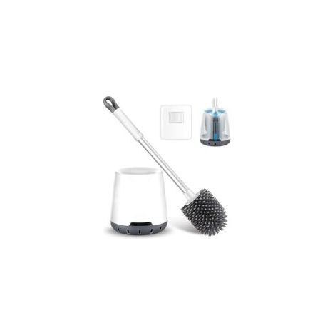 Cepillo y soporte para inodoro, cepillos de inodoro de silicona de diseño moderno. - Crezuo
