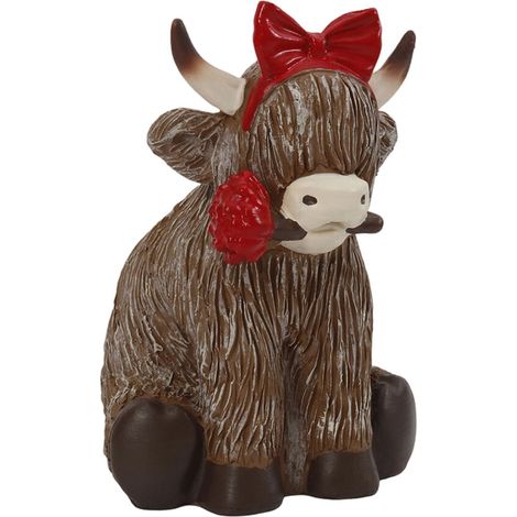 Escultura de resina tallada a mano de un yak, pieza de vaca rosa