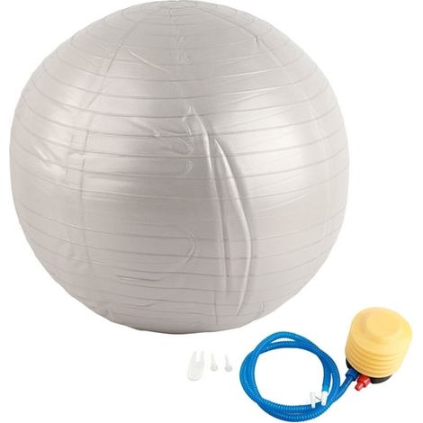 Ballon de gymnastique PVC 65 cm gris mat, ballon de yoga et fitness pour entraînement à domicile, accessoire d'équilibre et de renforcement musculaire pour salle de sport (1/5)