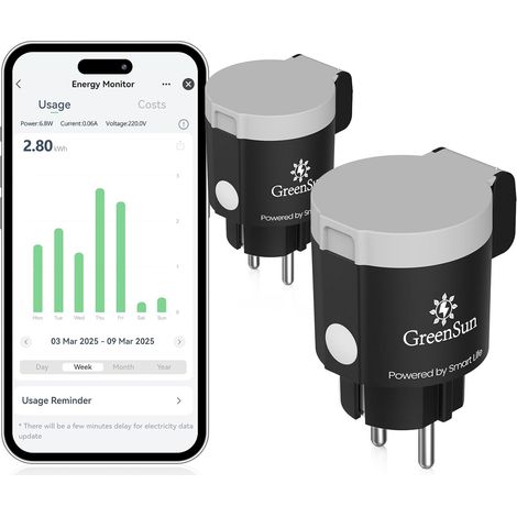 Prise Connectée Extérieure - 16A Type E 2PCS Prise WiFi Programmable Prise Connectée Commande Vocale Compatible avec Google Home, Compteur d'Énergie, Contrôle APP Smart Life 2,4GHz IP44 (1/5)
