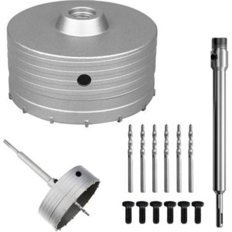 Scie à Cloche Trépan Ø130 mm, Mèche de forage en béton avec manche rond de 220 mm SDS Plus, Forage Outils de Noyau Creux Trépan de Carottage pour Marbre, Granit, Béton