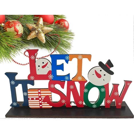 Panneau de table en bois de Noël AURA - centres de table de Noël suspensibles avec un petit, pour la décoration de Noël à la maison, (QUET IT SNOW) (1/5)