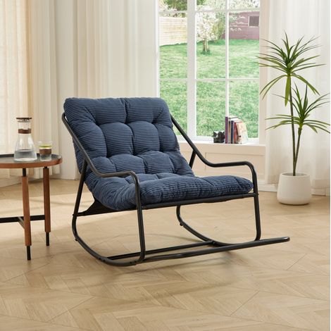 Gartenstuhl mit Kissen 75x116x82 cm Stahl Navy Blue OKMYHOME (1/5)