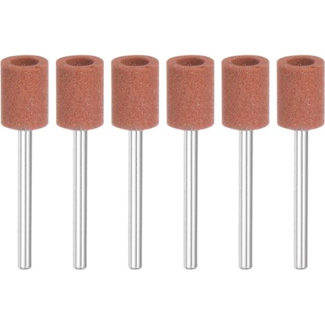 6Pcs Têtes Concaves de Meule Montées, 10mm Mèches de Meuleuse en Métal avec Tige pour Outils Rotatifs, Travail du Métal et Gravure, Brun (1/4)