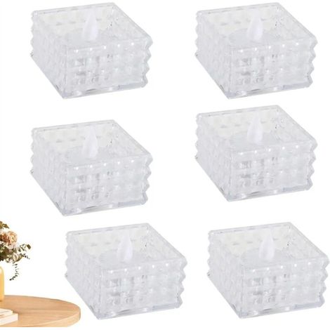 Candele tealight a LED a cubo da 6 pezzi, candele elettriche senza fiamma, decorazioni finte per matrimoni e Halloween (1/4)