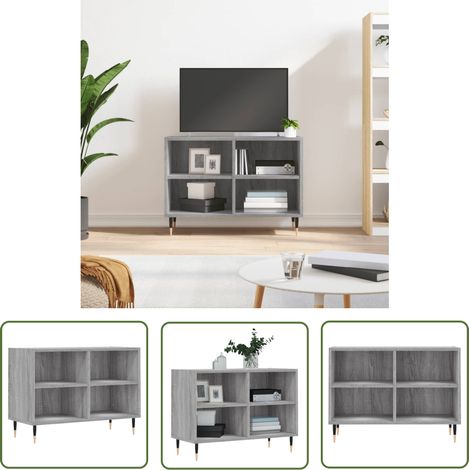 The Living Store Meuble TV sonoma gris 69,5 x 30 x 50 cm bois d'ingénierie - Meubles Tv - Meuble Tv - Bureau Tv - Étagère Murale - Rangement Salon (1/5)