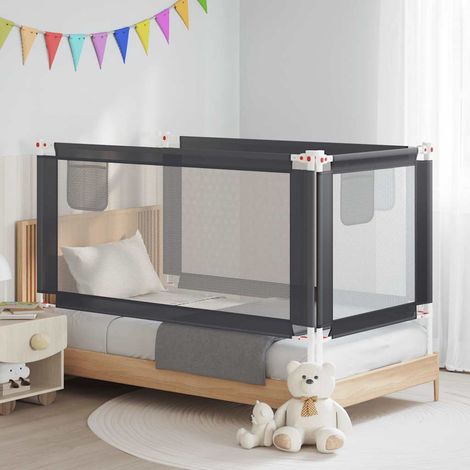 Barrière de lit pour enfant, gris foncé, 160 x 25 cm, en tissu