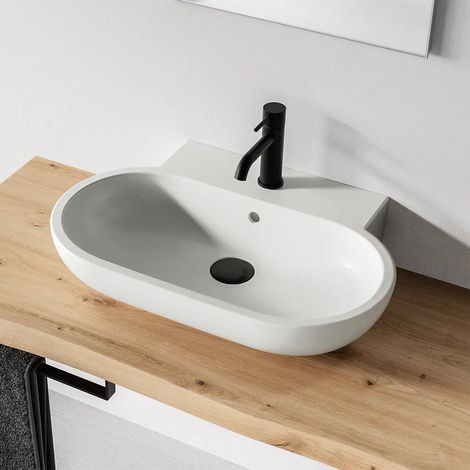 Lavabo da appoggio 65 cm linea Mirto con piletta click clack inclusa (1/5)