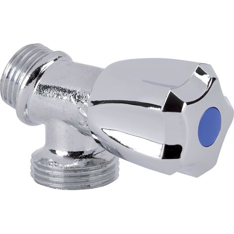Sferaco – Robinet équerre d'arrêt chromé 15x21 – Filetage entrée 20x27 – Pour installation machine à laver – Référence 1325004