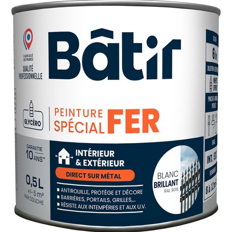 Peinture Fer Brillante Blanche Finition Brillante Haute Résistance Pour Métaux - Batir Peintures