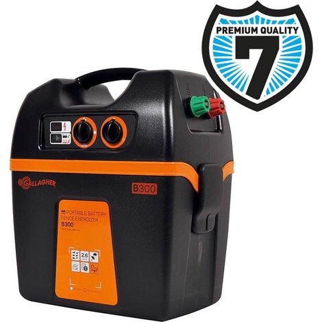 Gallagher B300 Electrificateur à batterie 12V pour clôtures jusqu'à 30 km pour chevaux, bovins, moutons, chèvres et porcs. (1/3)