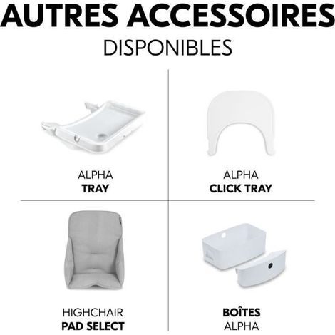 Chaise haute - HAUCK - BETA+ - Evolutive - De 6 mois a 90 kg - Bois FSC - Harnais 5 points - Roulettes - Blanc (1/5)