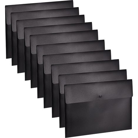 Dossier Enveloppe A4 - Fermoir À Cliquet - PVC Noir - 33 x 23 cm - Lot de 10 (1/5)