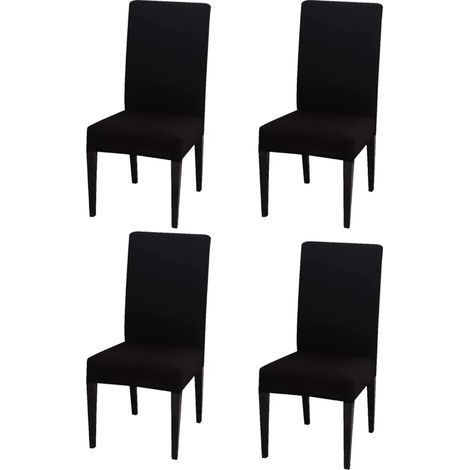 Ensemble de chaises noires 4 pièces, housse de chaise à dossier haut 383847cm, moderne, élastique et lavable, convient pour la salle à manger et la cuisine (1/5)
