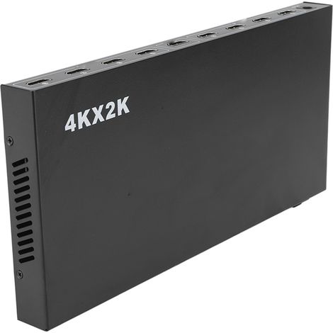 Répartiteur vidéo composite 4K HD, 1 entrée, 8 sorties, alimentation 100-240 V CA, compatible DVD, décodeur et consoles de jeux, prise européenne. (1/5)