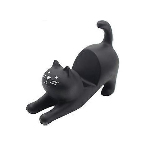 Handyhalterung aus Kunstharz in Katzenform, 3D-Cartoon-Zubehör (Schwarz)