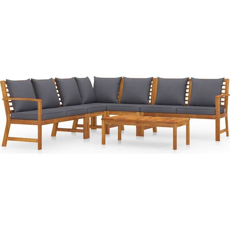 6-tlg. Garten-Lounge-Set mit Auflagen Massivholz Akazie vidaXL