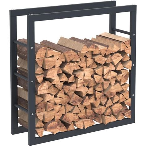 Bc-elec - HHWPF0020 Scaffale per legna da ardere in acciaio nero 80x80x25CM, scaffale per legna da ardere, scaffale per tronchi