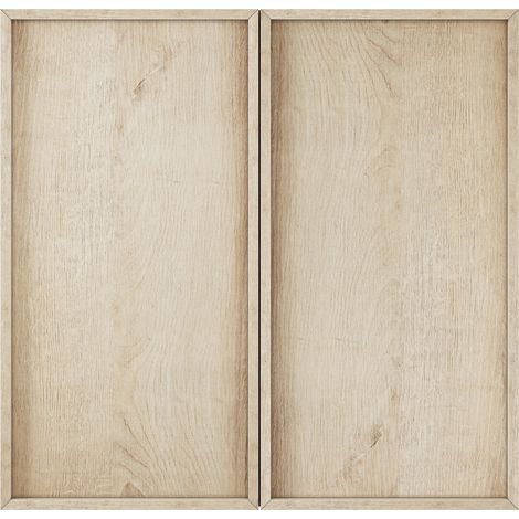 Mobile bagno pensile con 2 ante senza maniglie effetto rovere (1/5)
